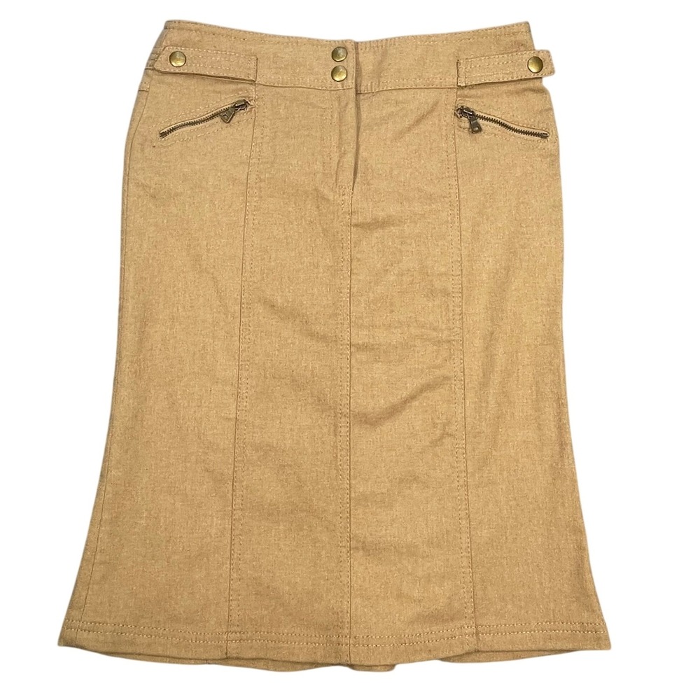 Express Tan Wool Blend Zipper Detail Flare Skirt Women Size 0